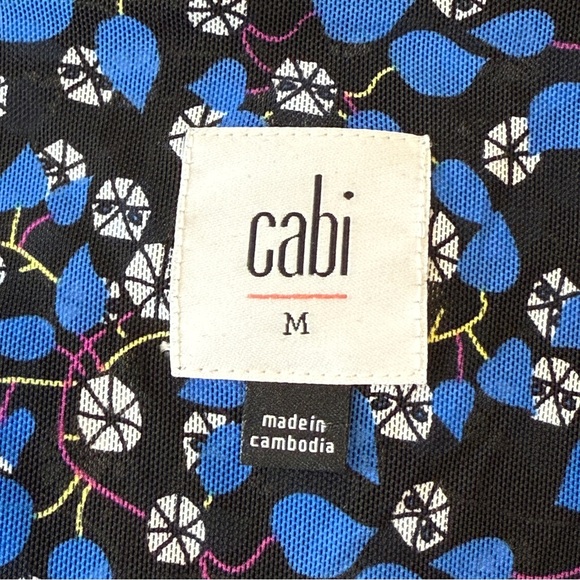 Cabi Blue Floral Mesh Dress Size M Long Sleeve V-Neck Casual A-Line Classic - Picture 8 of 10